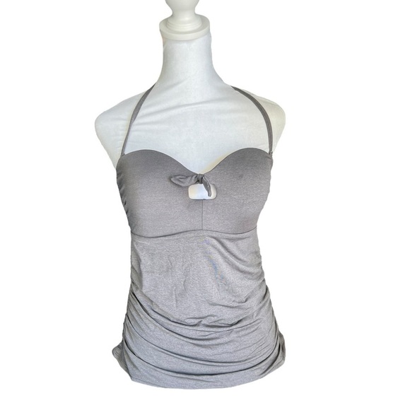 Athleta - NWT Knot Bow Swim Beach Tankini Lined Ruched Padded HalterTop Sz M - Picture 2 of 9